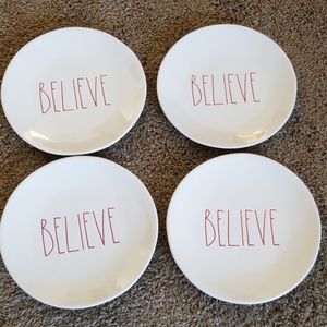 Rae Dunn Believe Christmas plates. Set of 4.